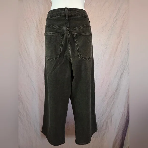 H&M ~ Denim Wide Leg Jeans ~ Washed Black ~ Sz 10 - Picture 8 of 10